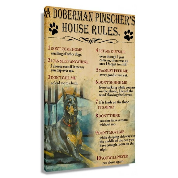 Dobermann Dog Wall Art Vintage Posters For Bedroom Giclee On Canvas Decor Wall Art For Living Room Framed 20x30 in