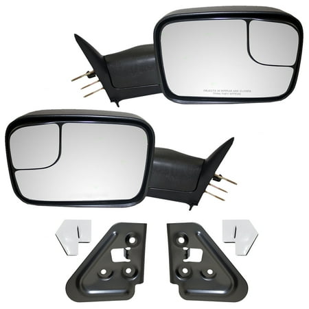 Manual 4 Piece Set - 4 Piece Set Manual Trailer Tow Side Flip-Up 7x10 Mirrors & Mounting Brackets Replacement for Dodge Pickup Truck 55156129AC 55156129AC