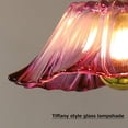 thumbnail image 4 of FSLiving Hanging Swag Pendant Light with 15ft Plug-in UL Dimmable Cord Brass Finished E26 Rotary Switch Socket Retro Tiffany Purple Hand-Made Glass Lamp for Bedroom,Bulbs Not Included - 1 Pack, 4 of 7