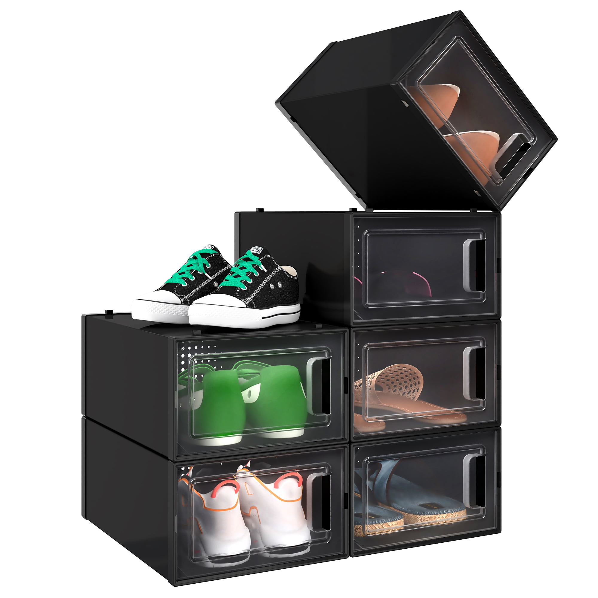6/12 Pack Foldable Shoe Storage Boxes Cardboard Stackable Case Organizer Case US 
