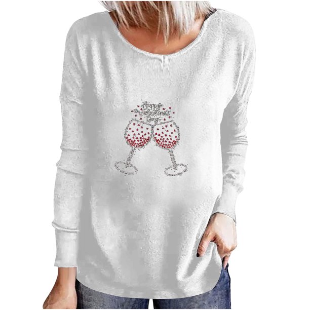 Camiseta de mujer Camisetas divertidas lindas de manga larga de otoño Camiseta Hearth Love Camiseta de regalo Tops Blusa Regalo para parejas Pompotops gfhjh15703
