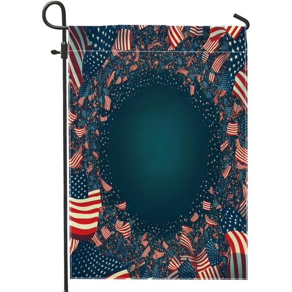 Patriotic America Independence Day Holiday Party Garden Flag 12 x 18 Inch Burlap Outdoor Decor