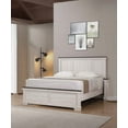 thumbnail image 3 of Full Size Solid Wood Panel Bed Frame with Antique White & Brown Finish for Bedroom, 3 of 5