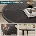 thumbnail image 4 of Round Black Coffee Table with Faux Marble Top - Modern Living Room Decor, 4 of 9