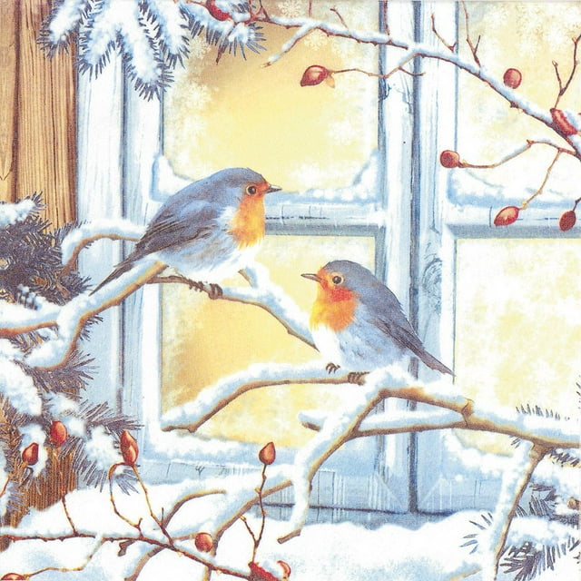 Ensemble de 1 Grande Serviette Oiseaux sur Branche, Lot de 20