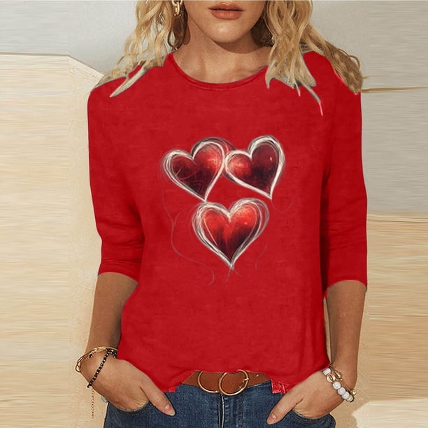 Xuyuer Women's Casual Daily Round Neck Three-Quarter Sleeve Loose T-Shirt, Comfortable 3/4 Sleeve Top for Spring Summer Everyday Fashion and Relaxed Weekend Wear