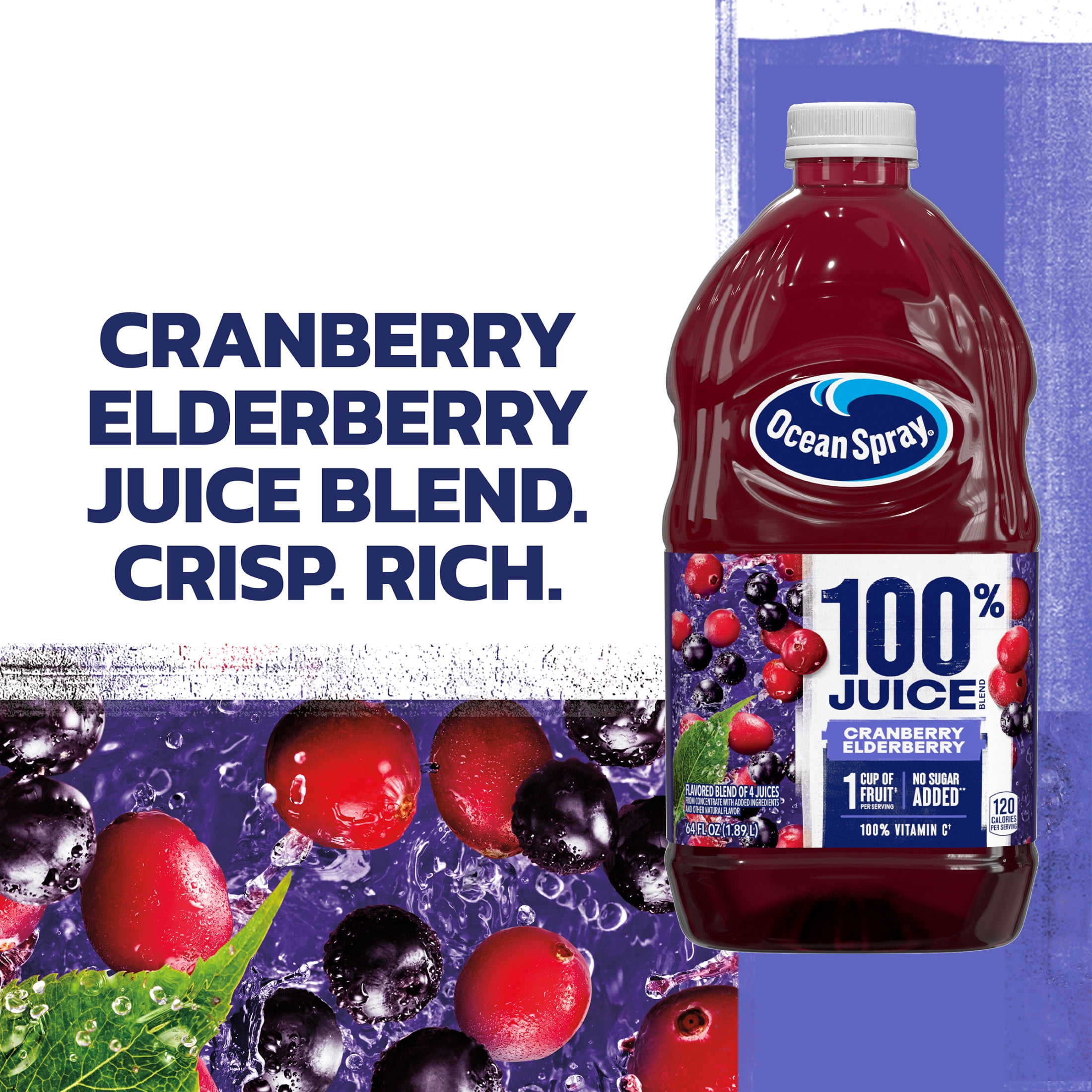 Ocean Spray® 100% Juice Cranberry Elderberry Juice Blend, 64 fl oz Bottle