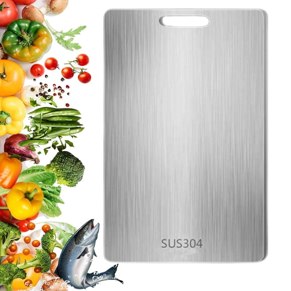 Bxaolu Cutting Board - 304 Food Grade Stainless Steel Chopping Boards for Kitchen- for Cutting Meat, Fruit, Vegetables, Outdoor or Indoor 13.3" X 9" (1Pack, Silver)