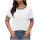 thumbnail image 2 of Karight Womens Tops Round Neck Striped Contrast Short Sleeve Lightweight Loose Pullover Tees Shirt for Ladies 2026, 2 of 7