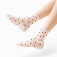 thumbnail image 4 of Women's Ankle Socks with Allover Heart Print and Soft Ribbed Cuff Trim - Beige, 4 of 7