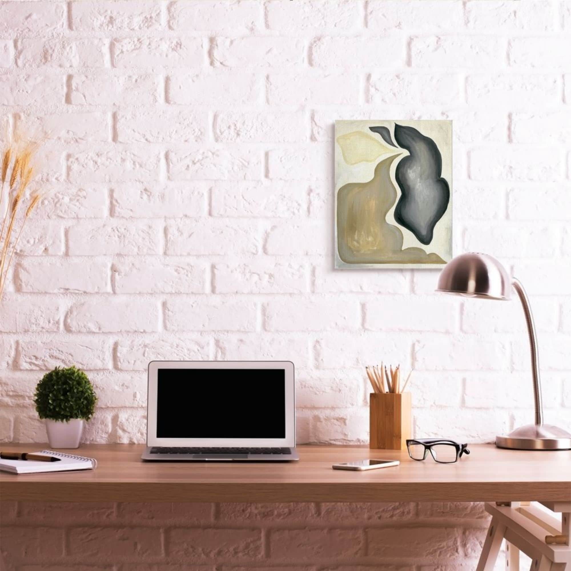Stupell Industries Fluid Shape Composition Abstract Design Brown Black Design by Daphne Polselli, 24" x 30"