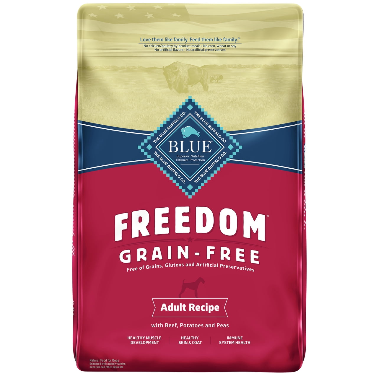 Blue Buffalo Freedom Beef Dry Dog Food for Adult Dogs, GrainFree, 24