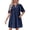 Navy, variant on Women Summer Short Sleeve Dress Casual V Neck Flowing Mini Dress