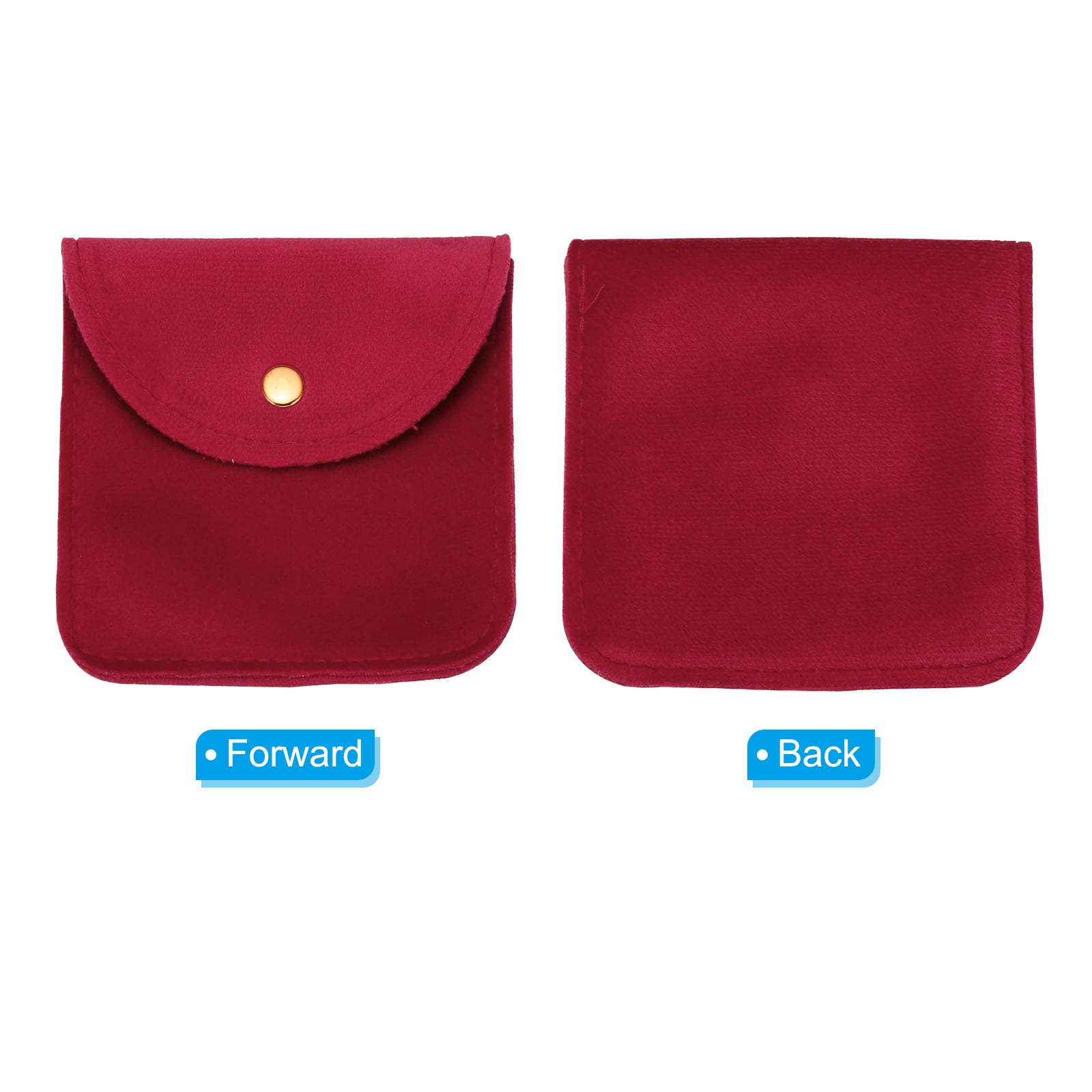 Unique Bargains Velvet Pouches with Snap Button for Jewelry Red 3.94" x 3.94"