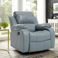 thumbnail image 3 of Traditional Leather Recliner Chair, Classic Manual Recliner Sofa with Overstuffed Heavy Duty Reclining Single Sofa for Living Room, Home Theater - Grey, 3 of 7