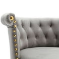thumbnail image 5 of Bar Stools Set of 2, Swivel Counter Height Bar Stools with Adjustable Height and Footrest, Button Tufted Back Bar Chairs with Nail Trim Decoration for Home Bar Kitchen Island Cafe Pub, Gray, 5 of 9