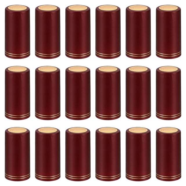 Unique Bargains Bouchon Rétractable en PVC avec Languette pour Bouteille de Vin, 120 Pcs 30x60mm Couverture Rétractable Double Lignes Rouge