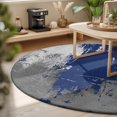 thumbnail image 3 of Round Area Rugs 3.3Ft, Navy Blue Cement Gray Non-Slip Washable Circle Rugs Carpet, Modern Abstract Art Blue Indoor Outdoor Rug Floor Mats Throw Runner for Bedroom Living Room Bathroom, 3 of 8