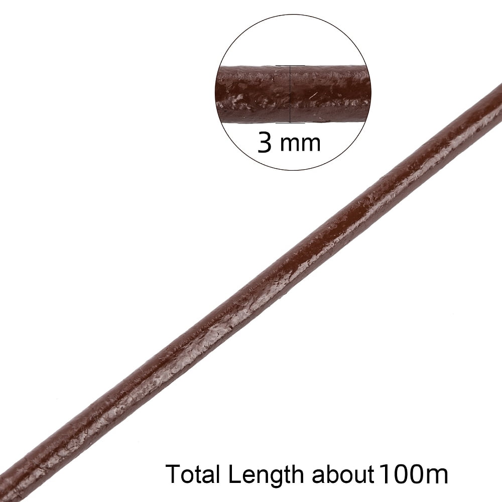1 Bundle Leather Beading Cord Cowhide Leather DIY Necklace Making Material Saddle Brown 3mm 109.36 yards(100m)/bundle DIY