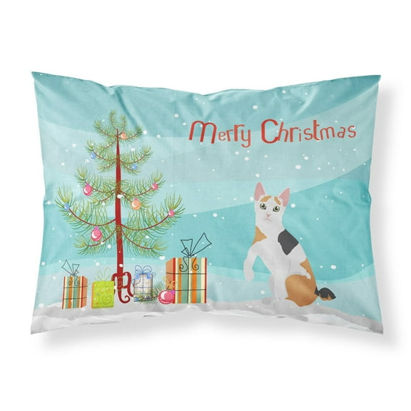 Japanese Bobtail Cat Merry Christmas Fabric Standard Pillowcase