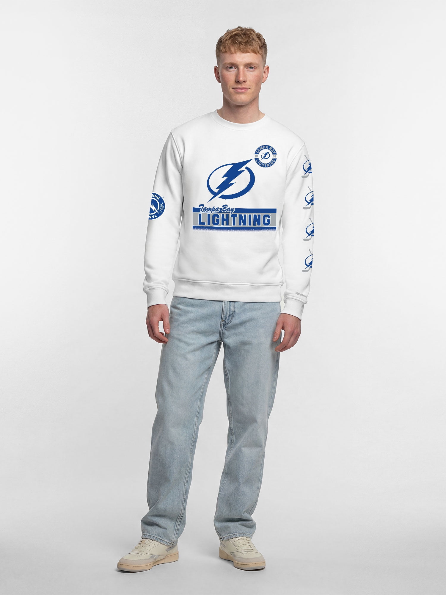 Tampa Bay Lightning Reebok Mens White Crew Sweatshirt