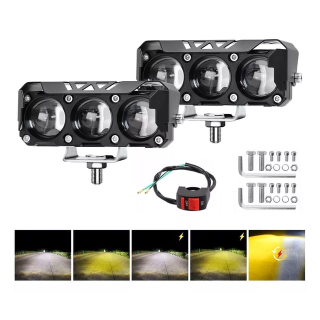 Faros Auxiliares 5 Modos Doble Color Led Para Auto Moto 2pcs