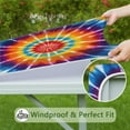 thumbnail image 6 of Rainbow Tie Dye Sunburst Square Fitted Tablecloth with Elastic Edge,Square Table Cover,Washable Elastic Table Cover for Home Kitchen Party Decor 34"x34", 6 of 6