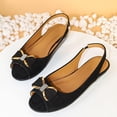 thumbnail image 5 of KIJBLAE Women's Solid Peep Toe Bow Knot Flats, Soft Sole Slip On Lazy Trendy Summer Casual Flat Shoes Black 37, 5 of 9