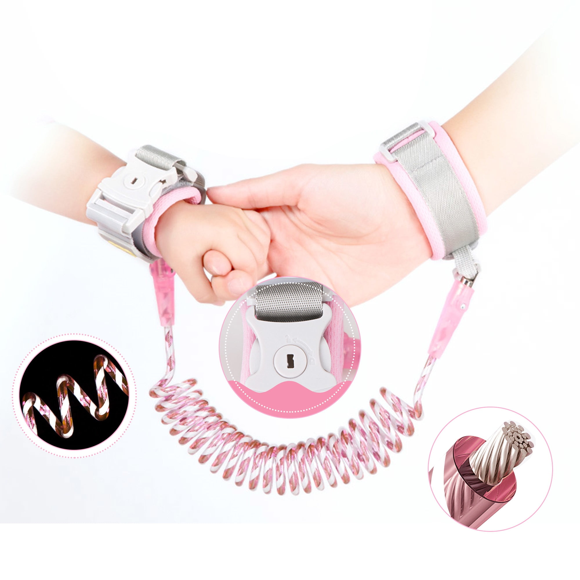 Reflective Anti Lost Wrist Link for Toddlers Kids Harness Safety Leash with Lock
