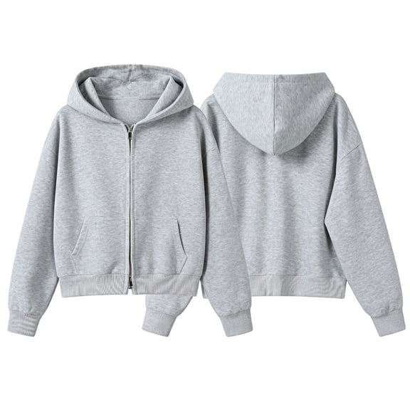 lnmuld Solid Boys Girls Zip Up Hoodie Jacket Long Sleeve Front Pocket Hooded Sweatshirt Kids Casual Daily School Outerwear Top 4-5 Years,Grey