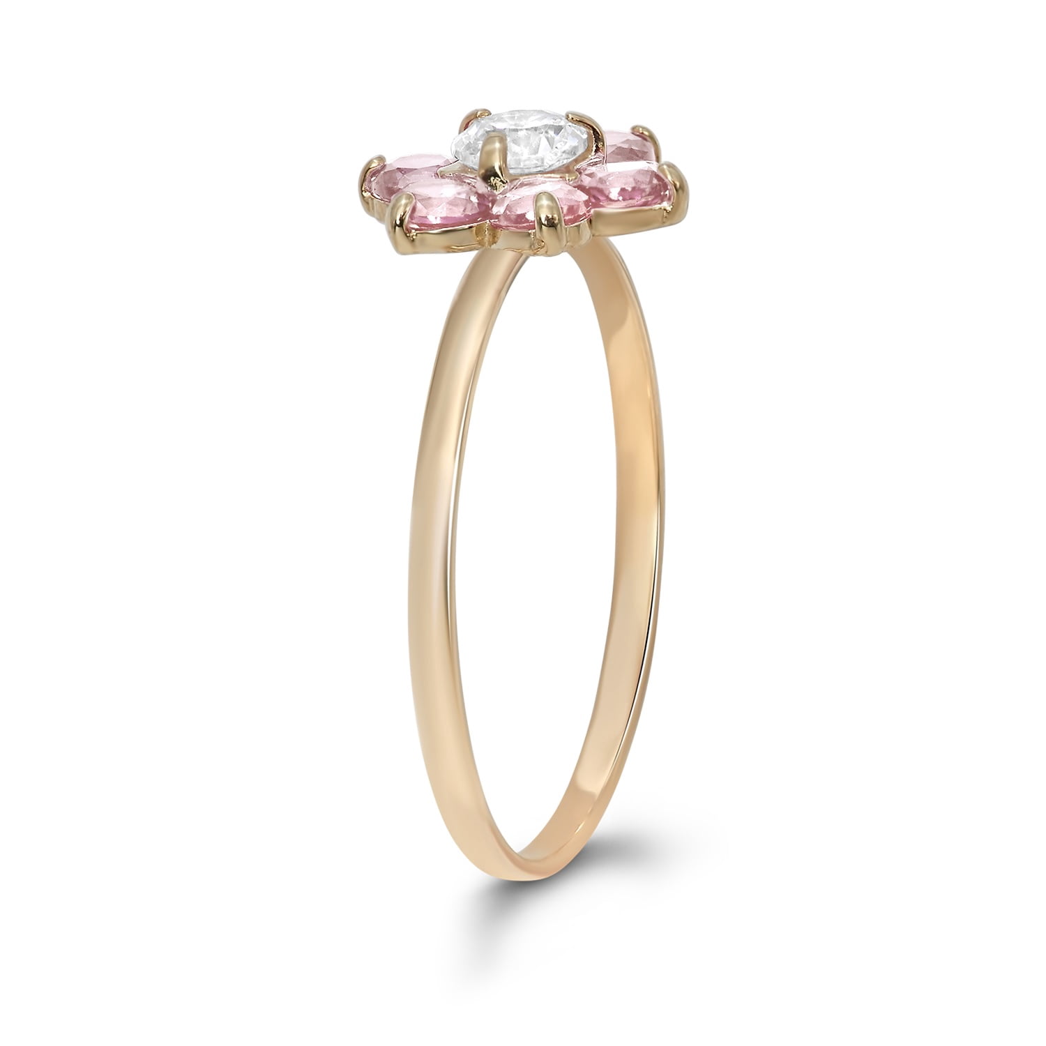 10k gold pink flower ring