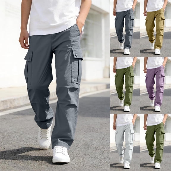 DJDLJWCJ Teen Boys Cargo Pants 14-16 Straight Leg Elastic Waist Baggy Pants Lightweight Breathable Boys Work Pants Green Size 15