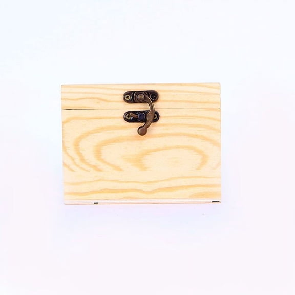 DIY Natural Wood Keepsake Box with Metal Latches and Handle, 6" x 6" x 4", Unisex