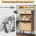 thumbnail image 6 of Spaco Shoe Cabinet with Iron High Feet, Shoe Cabinet Shoe Cabinet with Rattan Surface, Large Capacity Shoe Cabinet for Indoor, Light Brown, 6 of 11