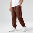 thumbnail image 5 of Avtoify Children's Boy's Solid-Linen Like Casual Elastic Waist Elastic Waist Pocket Tapered Pants Sports Long Pants Long Pants, 5 of 8