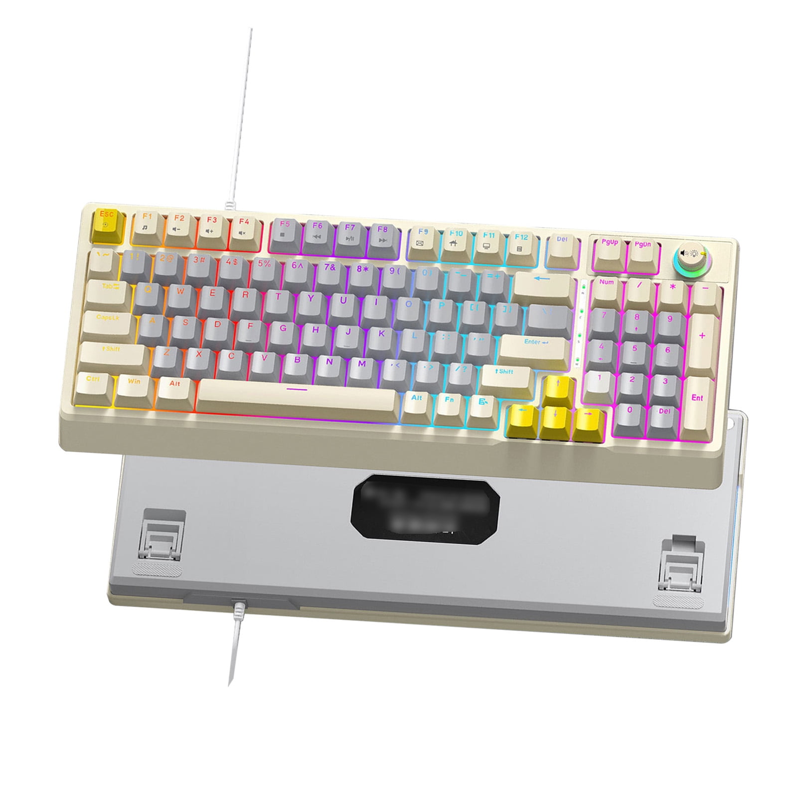 Mechanical Keyboard T50 RGB Mechanical Keyboard Customizable Blue Switch Dynamic Lighting Ergonomic Design PC Gaming Typing Work
