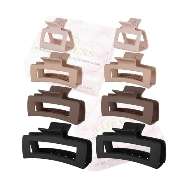 wonima11 Hair Claw Clips for Women - Unbreakable Small Medium Big Extra Large 4 Sizes Clip Set for Thick Thin Hair, Hard to Break Neutral Hair Claws for Long Short Hair Girls (8PCS)