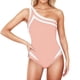 thumbnail image 2 of TaTaai Women's One Piece Swimsuit One Shoulder Design Color Block Tummy Control Slim Fit Stylish Bathing Suit Soft Comfortable Fabric for Beach Pool Vacation Gift, 2 of 6