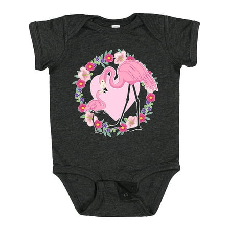 

Inktastic Flamingo and Baby with Pink Heart Flowers Boys or Girls Baby Bodysuit