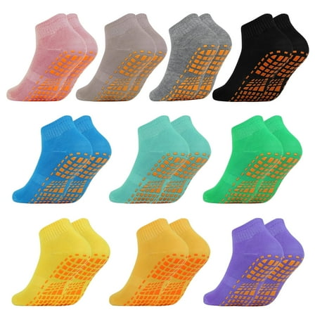 Usavemo 10 Pairs Unisex Non Slip Yoga Socks Trampoline Socks Grip Slipper Socks Pilates Socks Sports Socks Gym Socks for  Men Women Size 9-11