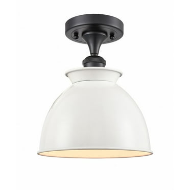 516-1C-BK-M14-W-Innovations Lighting-Adirondack - 1 Light Semi-Flush Mount In Industrial Style-12 Inches Tall and 8.5 Inches Wide-Matte Black Finish
