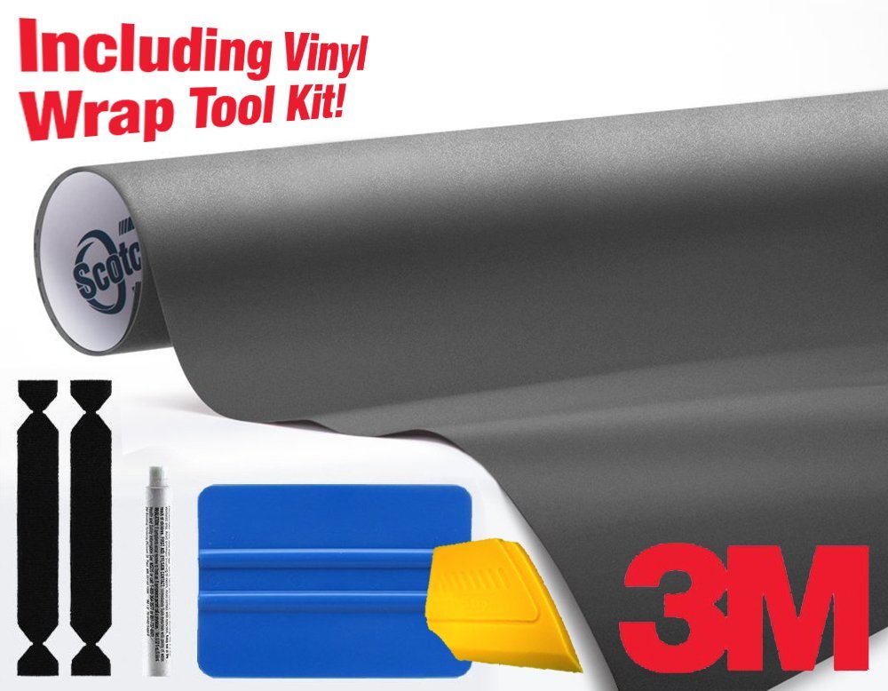 3M Scotchprint Series 1080 Satin Black 5ft x 2ft Vinyl Car Wrap Film Sheet Roll 2ft x 5ft