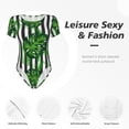 thumbnail image 4 of Saiise Motif Palmier Vert, Grenouillère à Manches Courtes pour Femmes, Pyjama à Col Rond, Justaucorps Extensible avec Fermeture à Pression - Grand, 4 of 7