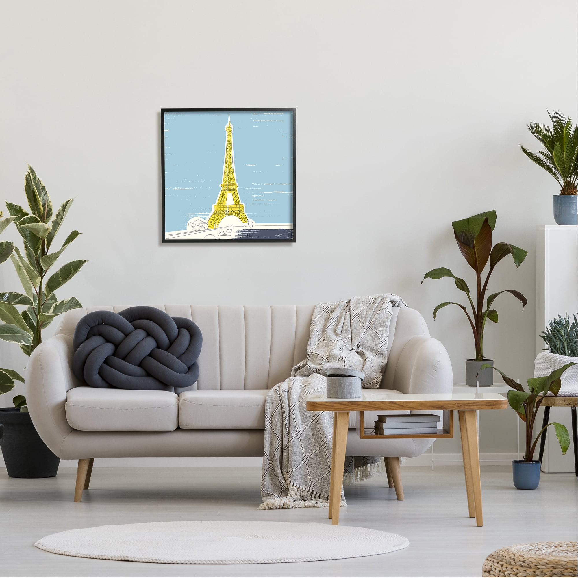 Stupell Industries Eiffel Tower Architecture Travel & Places Painting Black Framed Art Print Wall Art, 24 x 24
