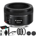 thumbnail image 1 of Canon EF 50mm F/1.8 STM Objectif (0570C002) + Trousse de Filtres + Cache-Capuchon + Plus (Modèle International), 1 of 5