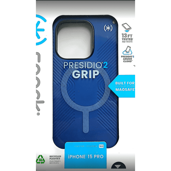 Speck Presidio2 Grip with MagSafe Case For iPhone 15 Pro-Blue