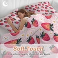 thumbnail image 4 of 3 Piece Strawberry Duvet Cover Set Full Size, Microfiber Comforter/Quilt Cover with Corner Ties and 2 Pillowcases, Pink Spring Summer Rustic Floral Fruit All Season Soft Bedding with Zipper Closure, 4 of 8