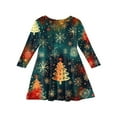 thumbnail image 2 of XEGLSBU Girls Christmas Dress Size 14-16 Girls' Printed Dress Girls Christmas Dress Size 8-10 b-Navy Size 5-6 Years, 2 of 4