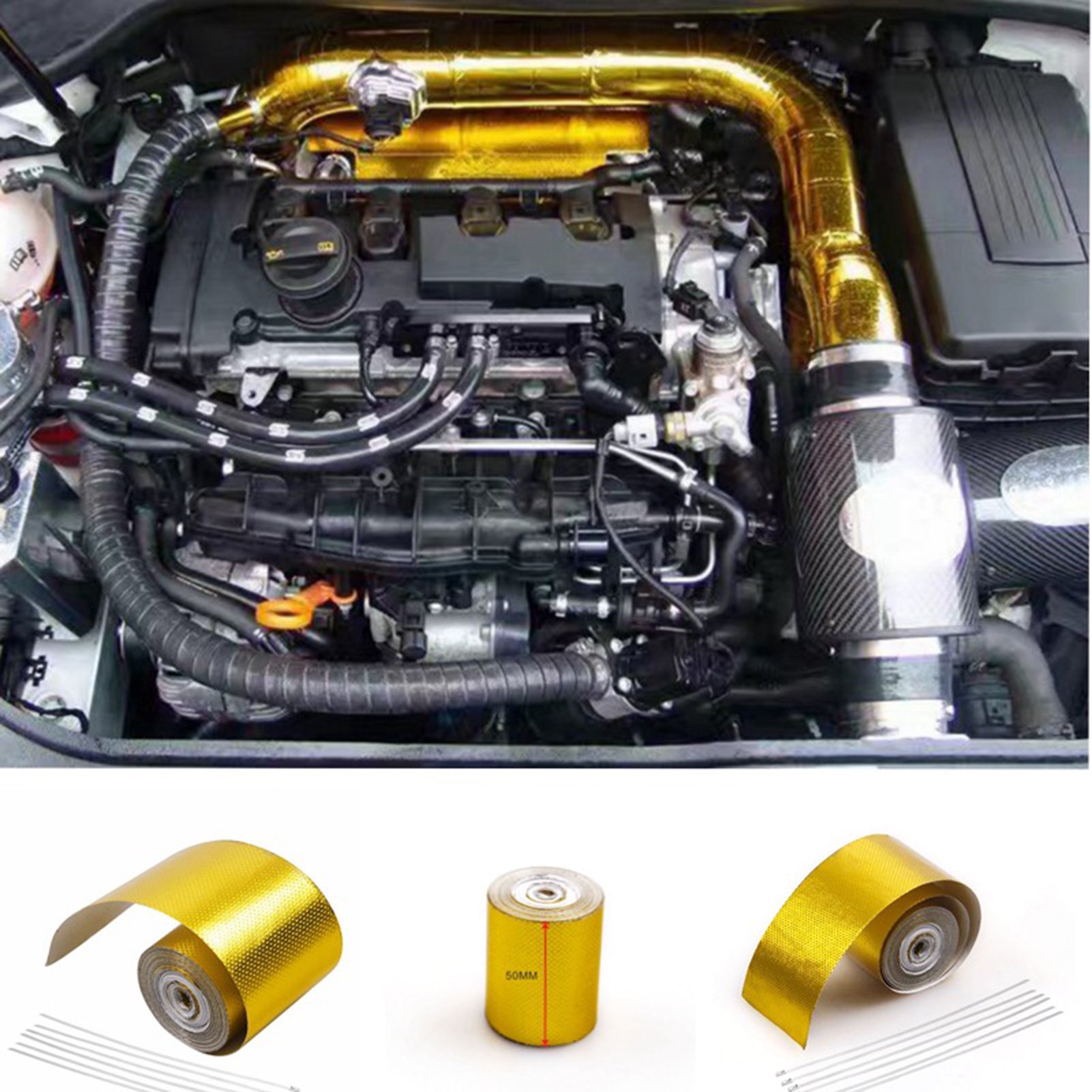 Essen Heat Shield Wrap Self-adhesive Heat Insulation Golden Reflective Air  Intake Tape for Car | Walmart Canada