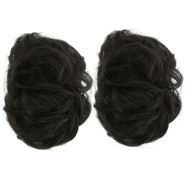 2 Pcs Bun Extension Fake Wow Hair Products Extensions Women's Black